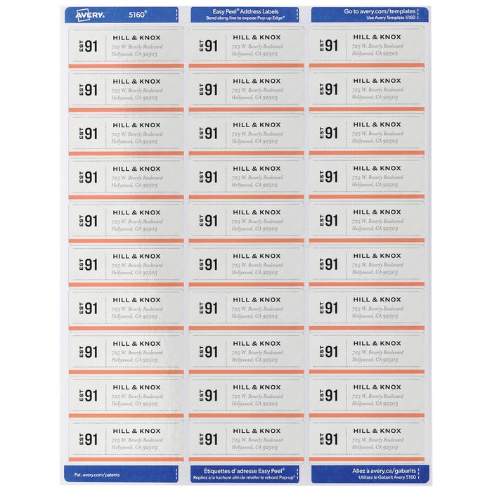 Avery Easy Peel Address Labels, Laser, 1 x 2-5/8 Inches, Pack of 15000