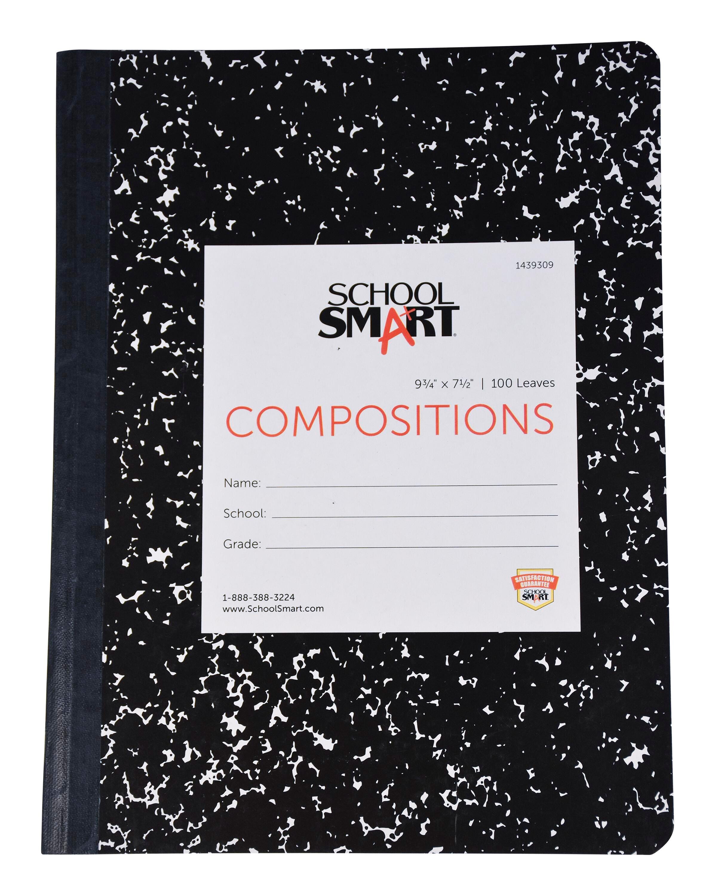 School Smart College Ruled Composition Book, 9-3/4 x 7-1/2 Inches, 100 Sheets 1439309