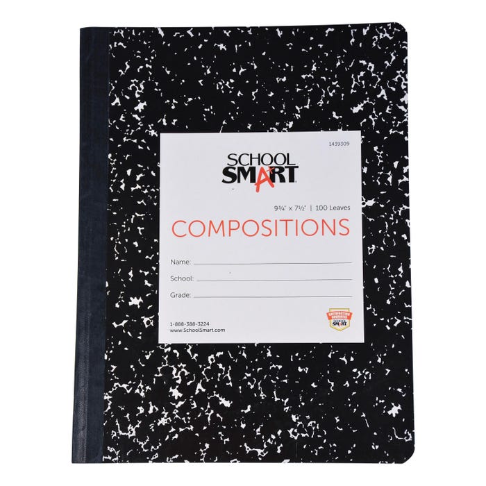 School Smart College Ruled Composition Book, 9-3/4 x 7-1/2 Inches, 100 Sheets