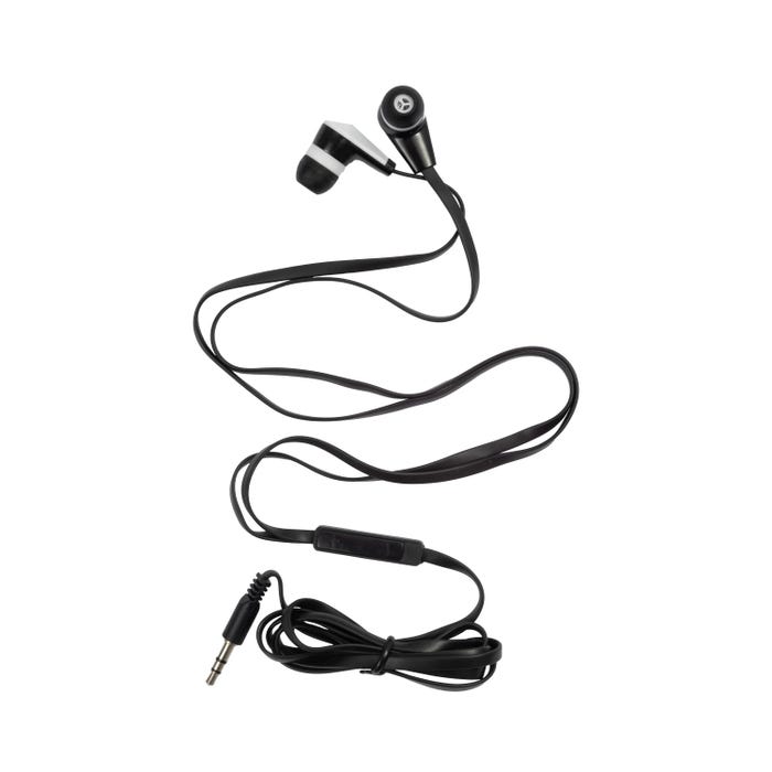 Califone E2 Stereo Earbuds with Inline Volume Control, 3.5mm Plug, Black and White