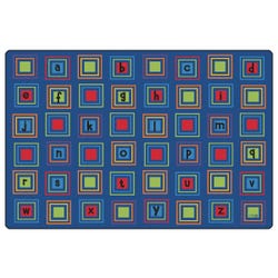 Carpets for Kids Literacy Square Rug, 6 Feet x 9 Feet, Rectangle, Blue, Item Number 1495631