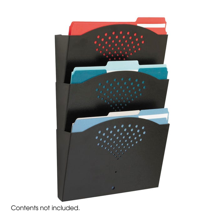 Safco Steel Triple Letter Size Wall Pocket, 3 Compartments, 12 x 3-1/4 x 17-1/4 Inches, Black