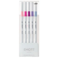 uni EMOTT Fineliner Marker Pen, 0.4 mm, Assorted Floral Colors, Set of 5, Item Number 2102504