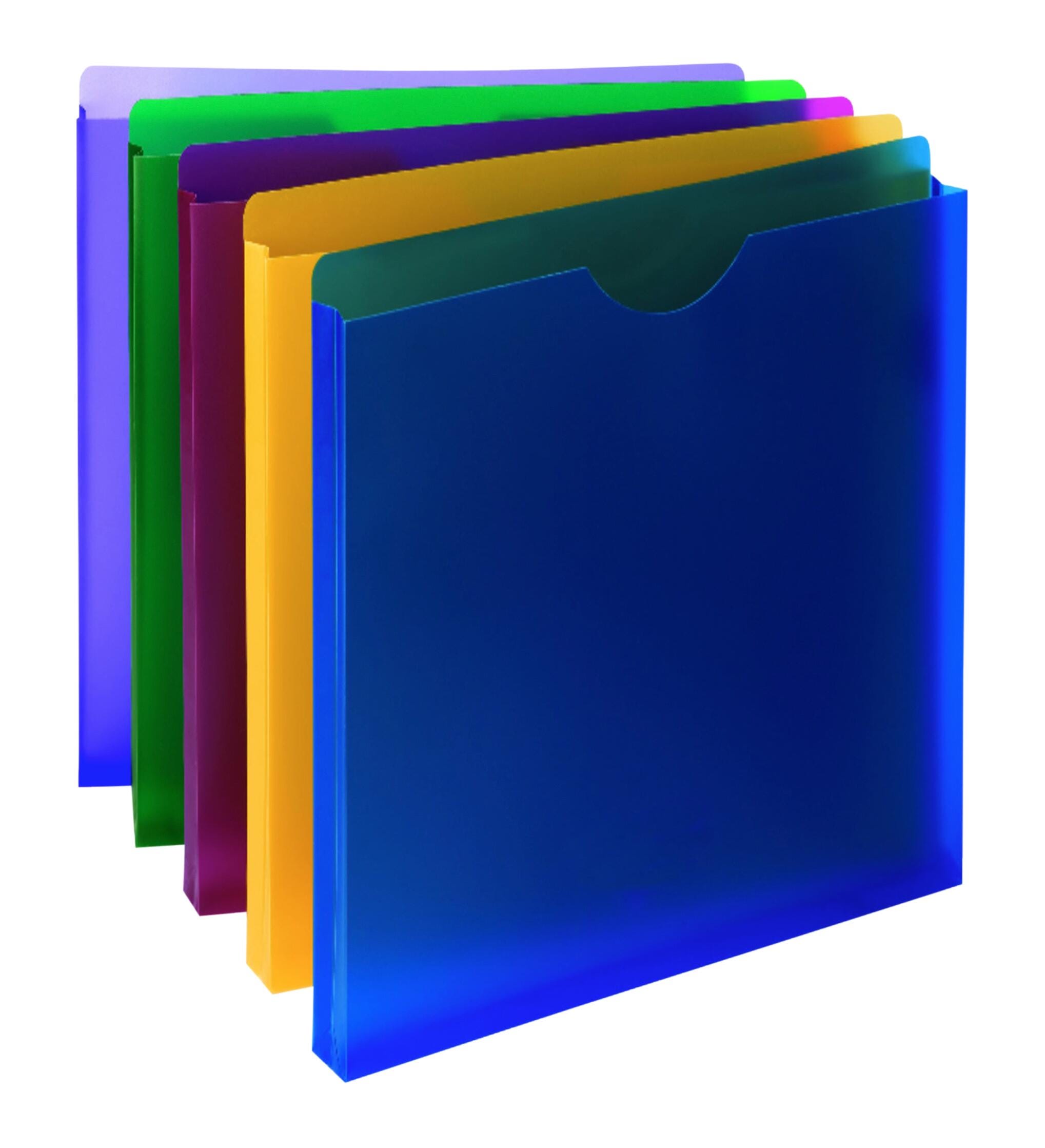 Smead Poly File Jackets, Letter Size, Straight Cut Tabs, 1 Inch Expansion, Assorted Colors, Pack of 10