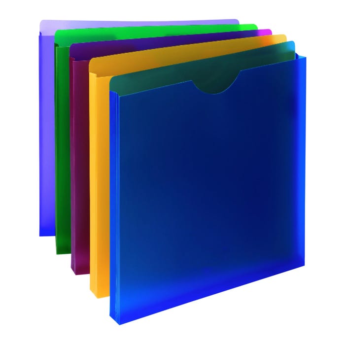 Smead Poly File Jackets, Letter Size, Straight Cut Tabs, 1 Inch Expansion, Assorted Colors, Pack of 10