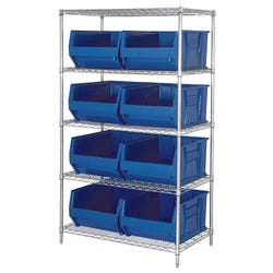 Quantum 5-Shelf Steel Storage Shelf Unit with 8 Bins, Wide, 42 x 24 x 74 Inches 4000946