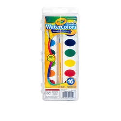 Crayola Non-Toxic Washable Semi-Moist Watercolor Paints, Plastic Oval Pan, 16 Assorted Colors, Item Number 008685