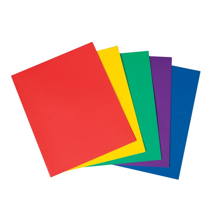 School Smart Smooth 2-Pocket Folder with Fasteners, Assorted Colors, Pack of 25
