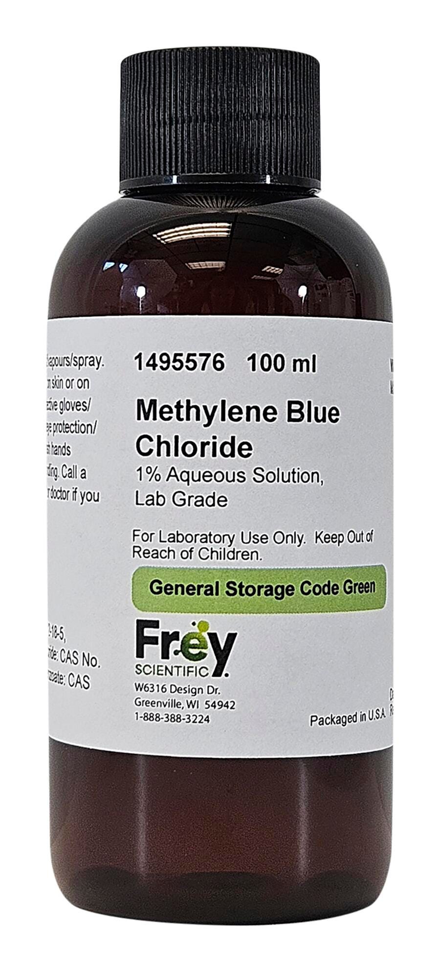 Frey Scientific Methylene Chloride, 1% Aqueous Solution, Blue Crystalline Powder, Lab Grade 1495576