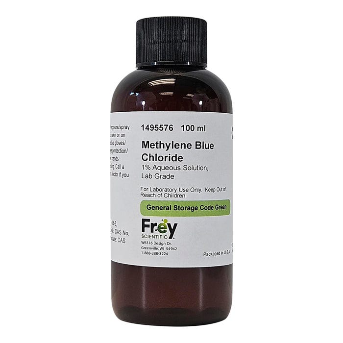 Frey Scientific Methylene Blue Chloride, 1% Aqueous, Lab Grade, 100mL