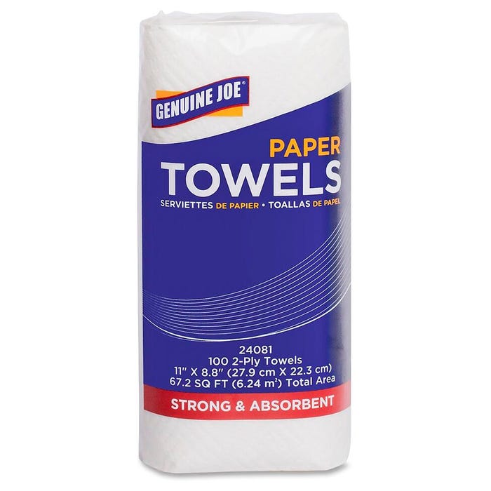 Genuine Joe Paper Towel Roll, White, Pack of 24