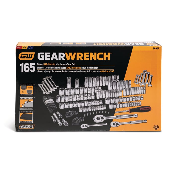GEARWRENCH 165-Piece SAE/Metric Mechanics Tool Set