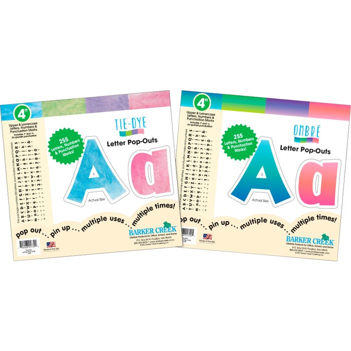 Barker Creek Pop-Out Letters Tie-Dye and Ombre, Set of 2