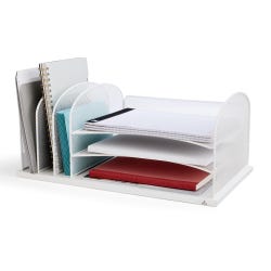 Safco Onyx Desk 3 Tray 3 Upright Mesh Organizer, 19-1/2 x 11-1/2 x 8-1/4 Inches, White 1574944