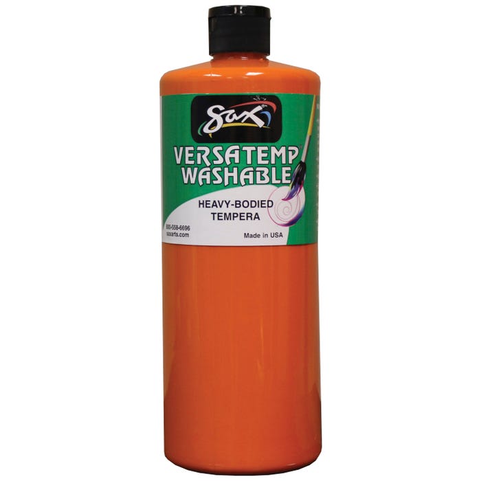 Sax Versatemp Washable Heavy-Bodied Tempera Paint, 1 Quart, Orange