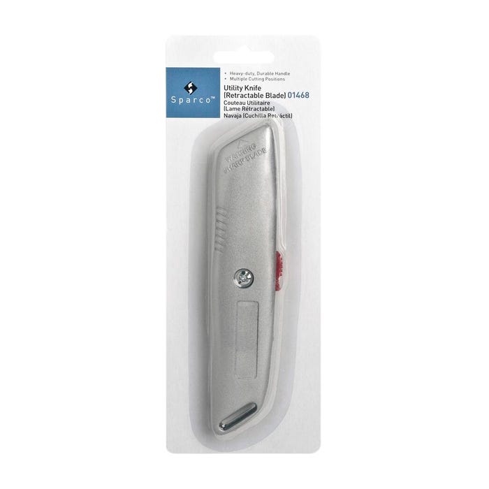 Sparco Retractable Utility Knife and Replacement Blades, Silver