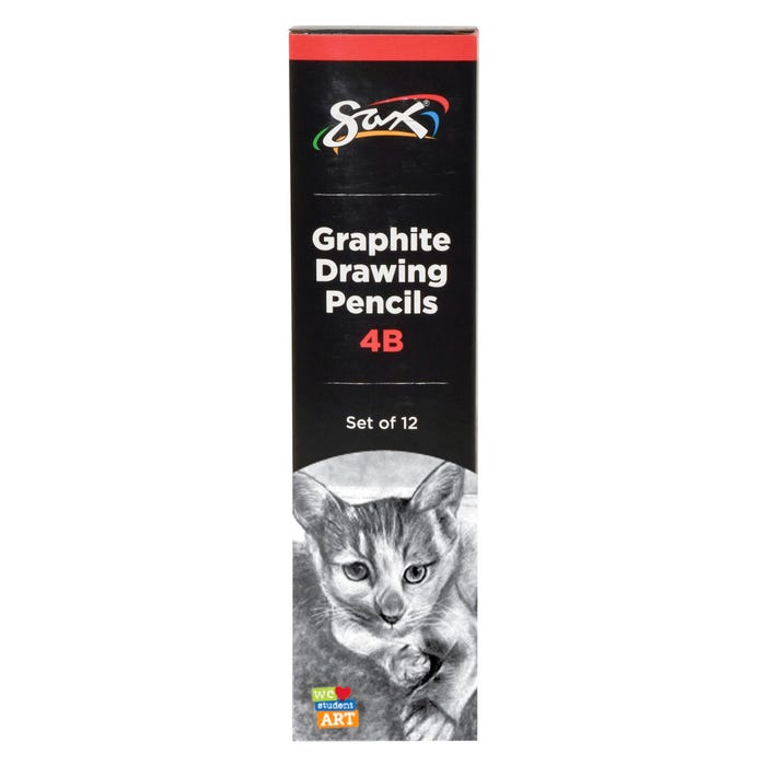 Sax Graphite Drawing Pencil Pack, 4B Lead Hardness Degree, Set of 12