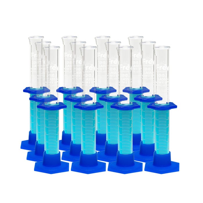 Frey Scientific Borosilicate Glass Cylinders with Plastic Bases, 10 mL, Pack of 12