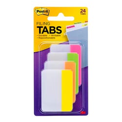 Post-it Filing Tabs, 2 Inches, Flat, Assorted Bright Colors, Pack of 24, Item Number 2101145