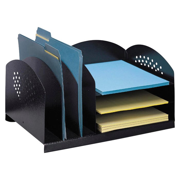 Safco Combination Rack 6-Compartment Desk Organizer, Black