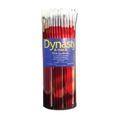 Dynasty B-1550 Finest White Synthetic Classroom Cylinders, Bright Type, Long Handle, Assorted Sizes, Set of 60