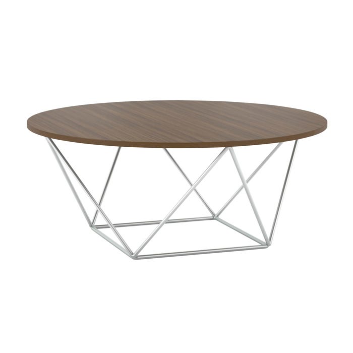 AIS Prisma Coffee Table, Silver Frame, 42 Inch Diameter