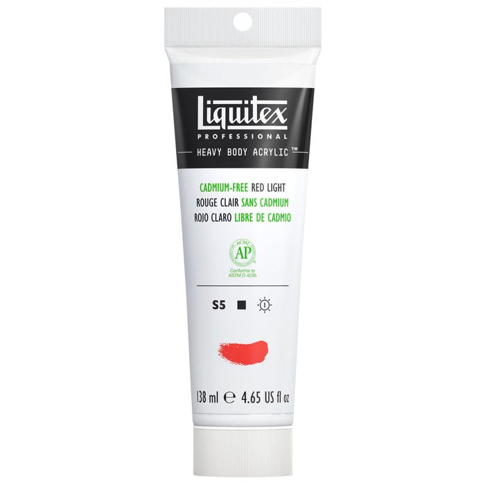 Liquitex Heavy Body Acrylic Paint, Cadmium Free Red Light, 4.65 Ounce Tube
