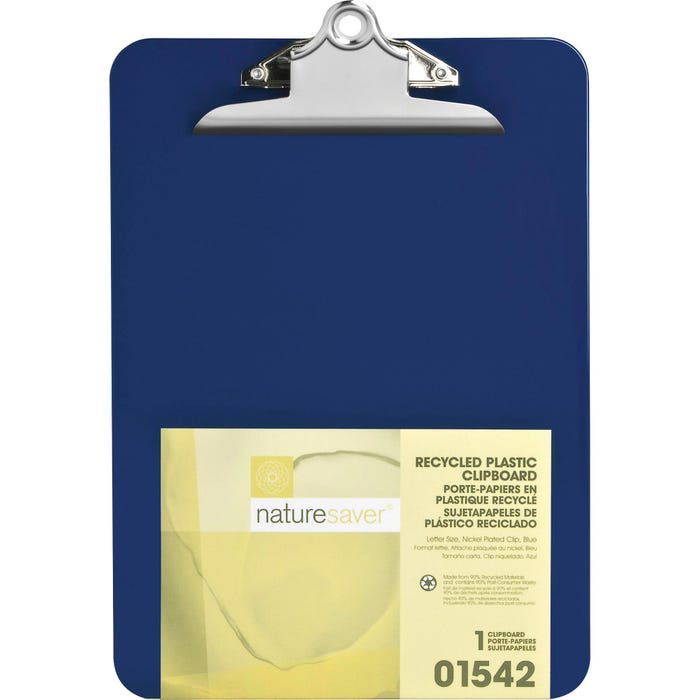 Nature Saver Unbreakable Clipboard, 9 x 12 Inches, Recycled Plastic, Blue