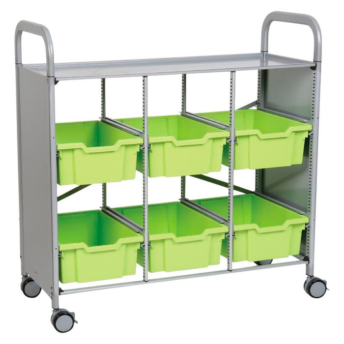 Gratnells Callero Library Cart, 6 Trays, 40-1/5 x 17 x 41-1/2 Inches