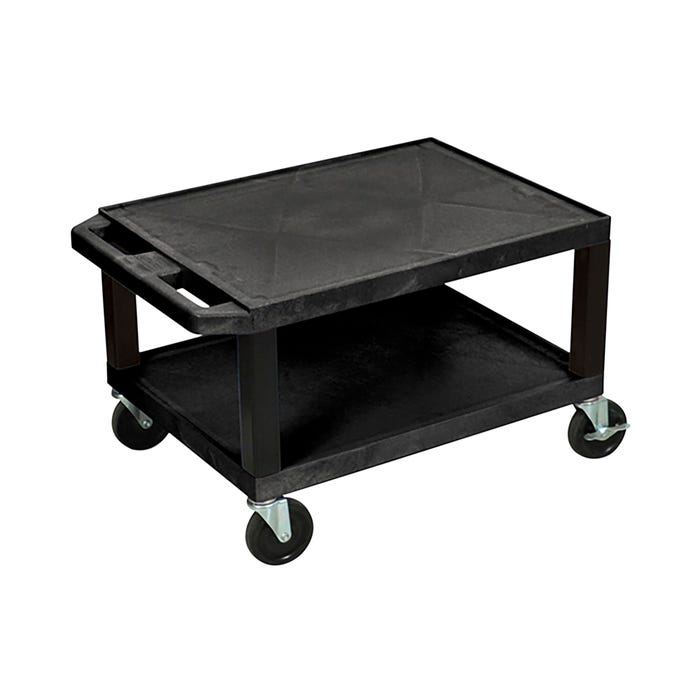 Luxor 2-Shelf Tuffy Cart, Black Shelves, Black Legs, 24 x 18 x 16 Inches