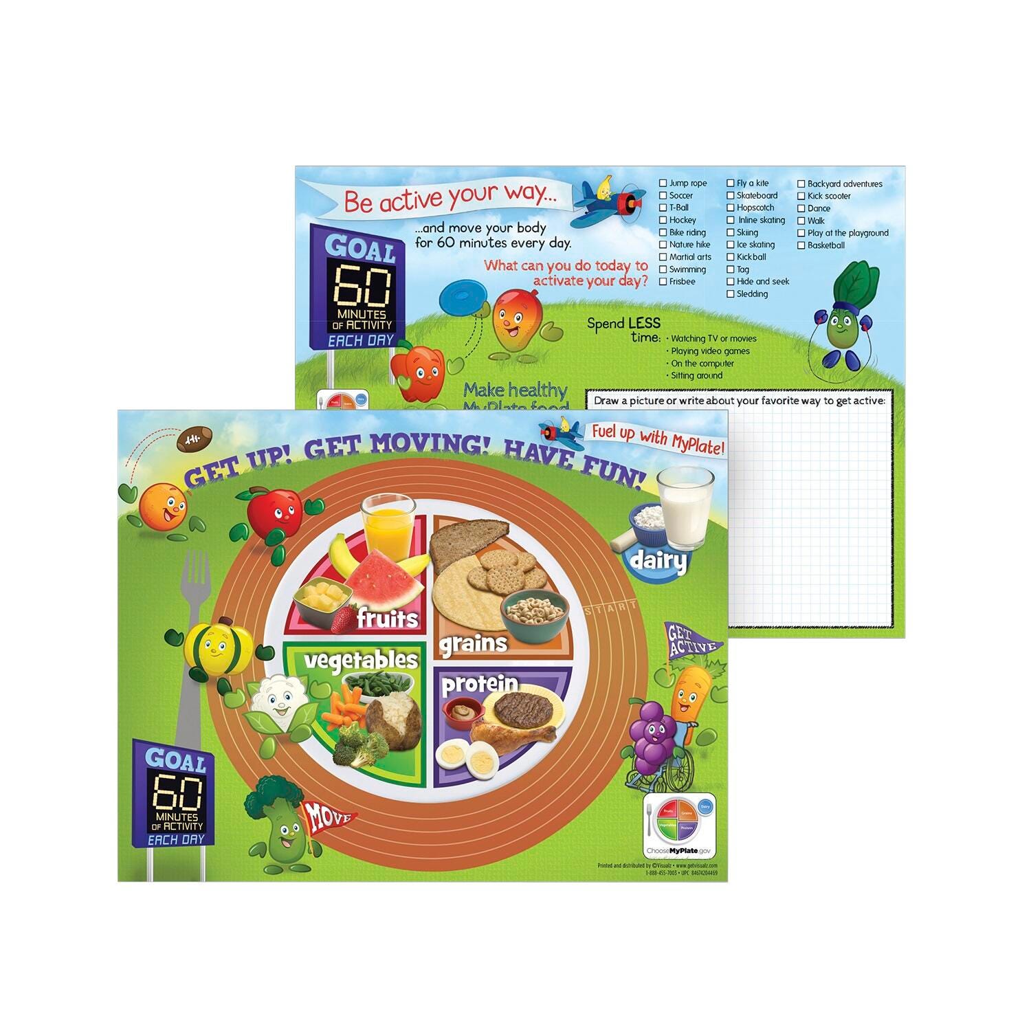Image for Visualz Active Kids MyPlate 8-1/2 x 11 in 2-Sided Handouts, Pack of 50 from School Specialty
