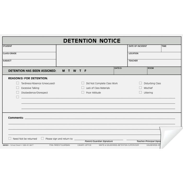 Hammond & Stephens 4-Part Carbonless Detention Notice Form, 5 x 8 Inches, White, Pack of 100