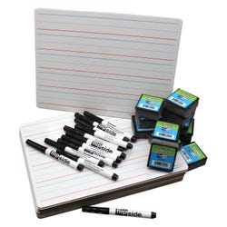 Flipside Dry Erase Lined/Plain Two-Sided Boards Classroom Set with Pens and Erasers, 9 x 12 Inches, 12 Sets 1494866