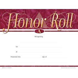 Achieve It! Honor Roll A Recognition Awards, Fill in the Blank, 11 x 8-1/2 Inches, Pack of 25, Item Number 2105078