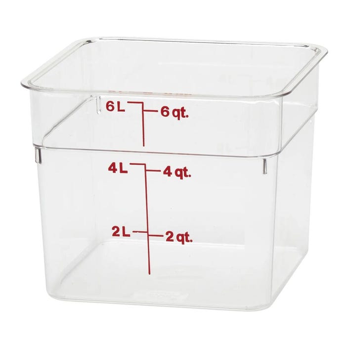 Cambro CamSquares FreshPro Food Storage Container, 6 Quart Capacity, Clear