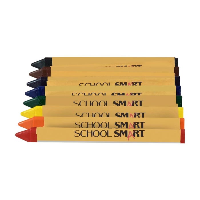 School Smart Triangular Crayons, Assorted Colors, Pack of 8