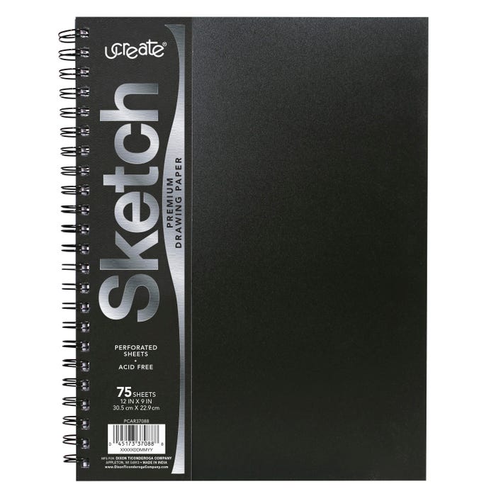 UCreate Poly Cover Sketch Book, Heavyweight, 12 x 9 Inches, 75 Sheets