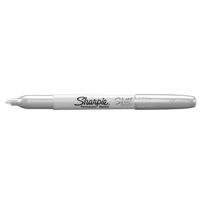 Sharpie Metallic Permanent Markers, Fine Point, Silver, Pack of 12