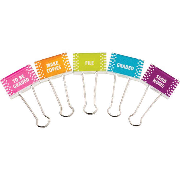 Teacher Created Resources Classroom Management Large Binder Clips, Set of 5