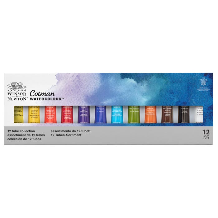 Winsor & Newton Cotman Watercolour Set, 0.27 Ounce Tubes, Assorted Colors, Set of 12