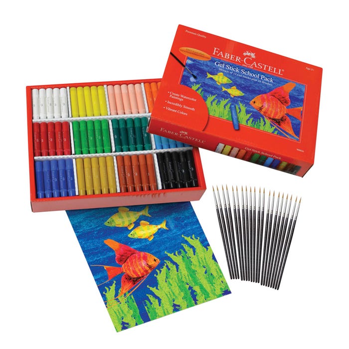 Faber-Castell Gel Sticks School Pack, 12 Assorted Colors, Set of 240