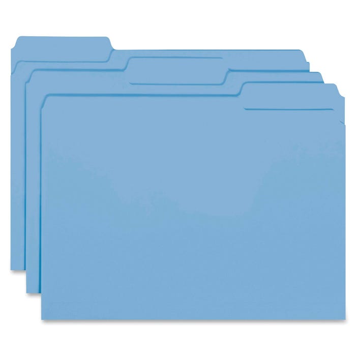Smead Interior File Folder, Letter Size, 1/3 Cut Tabs, Blue, Pack of 100