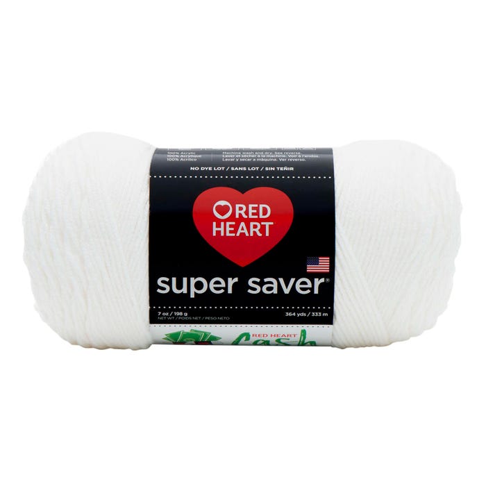 Red Heart Acrylic Economy Super Saver Yarn, 4-Ply, White, 7 Ounce Skein