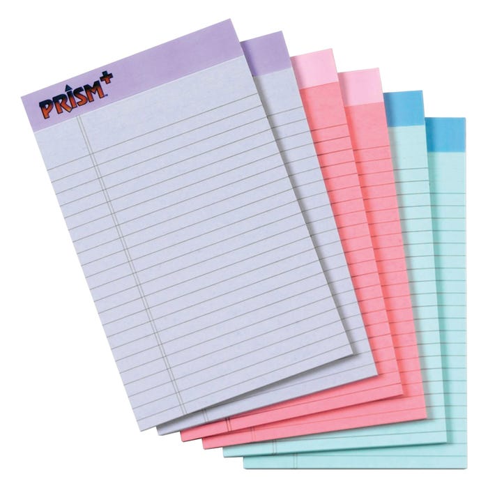TOPS Prism Colored Legal Pad, 5 x 8 Inches, Assorted Colors, 50 Sheets, Pack of 6