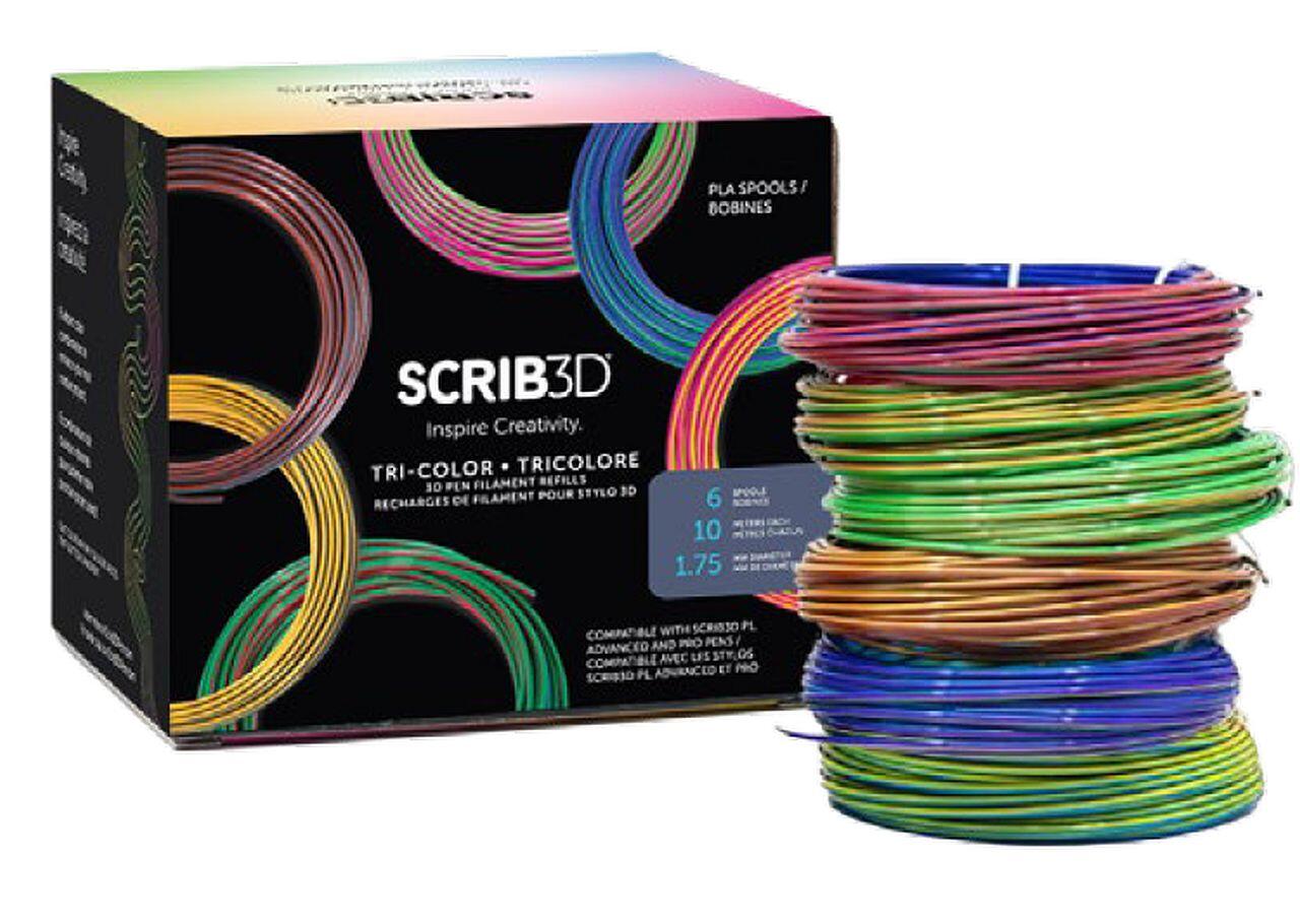 SCRIB3D TriColor Filament Refills, 1.75mm, Assorted Colors, Set of 6