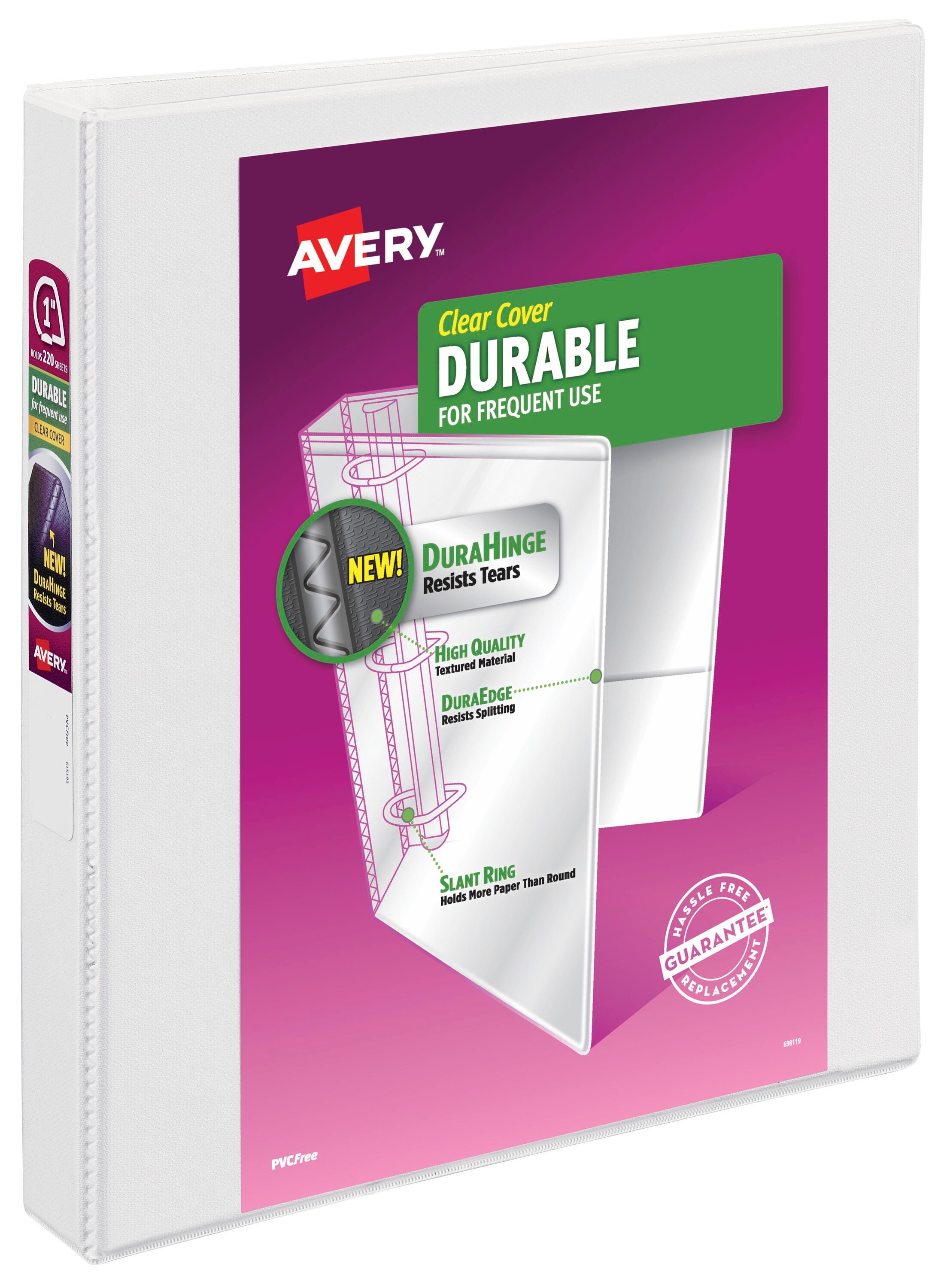 Avery Durable View Binder with Slant Ring, 1 Inch, White 1396554