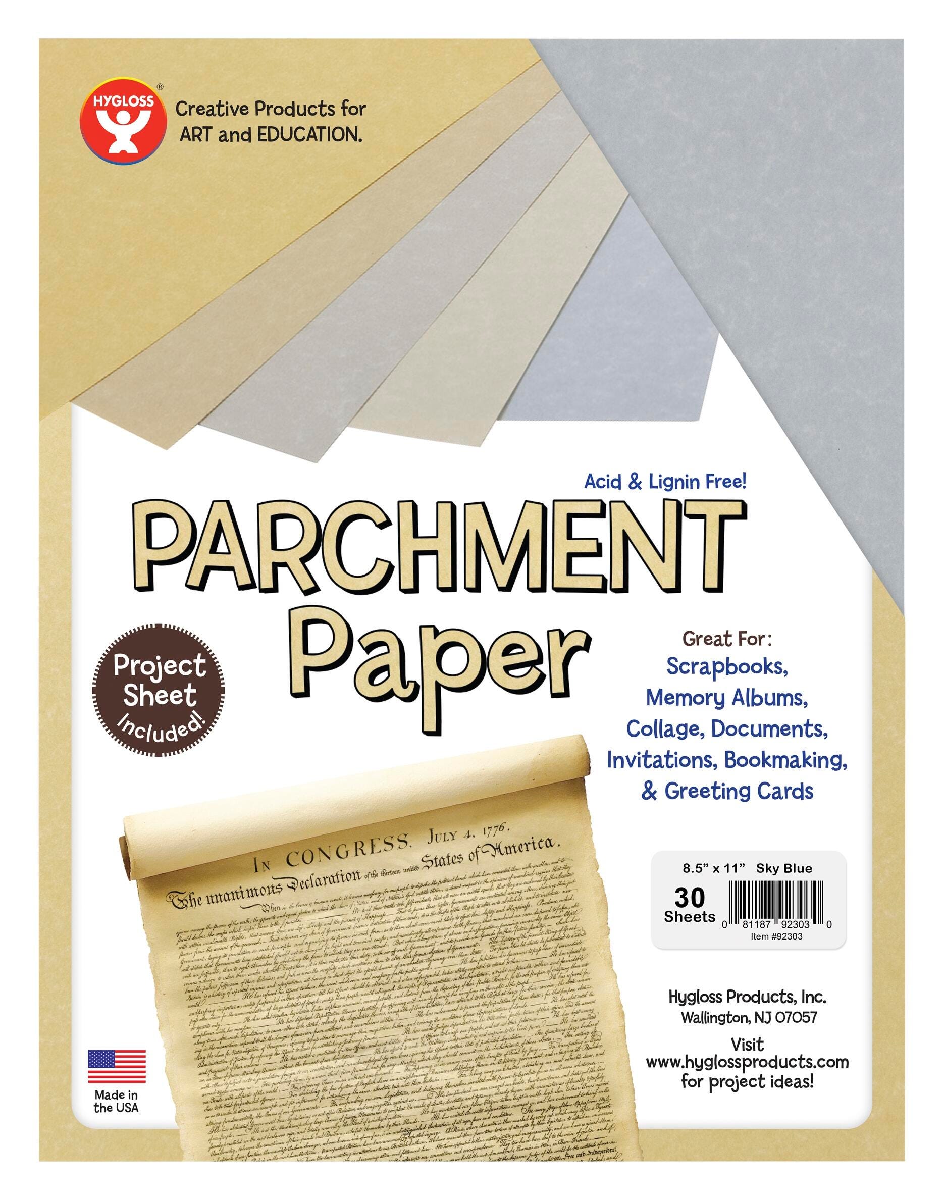 Hygloss Parchment Paper, 8-1/2 x 10 Inches, Sky Blue, Pack of 30 2150646
