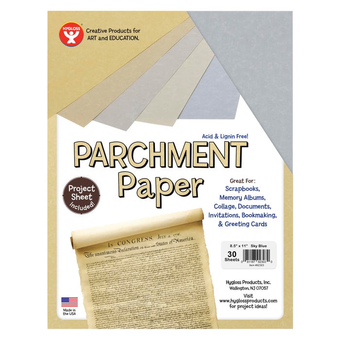 Hygloss Parchment Paper, 8-1/2 x 10 Inches, Sky Blue, Pack of 30