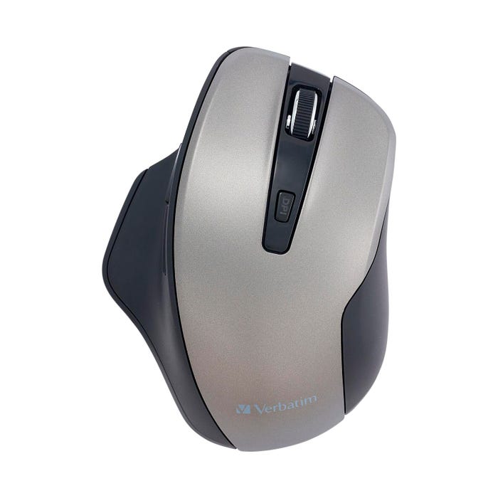 Verbatim Silent Ergonomic Wireless Blue LED Mouse, Graphite