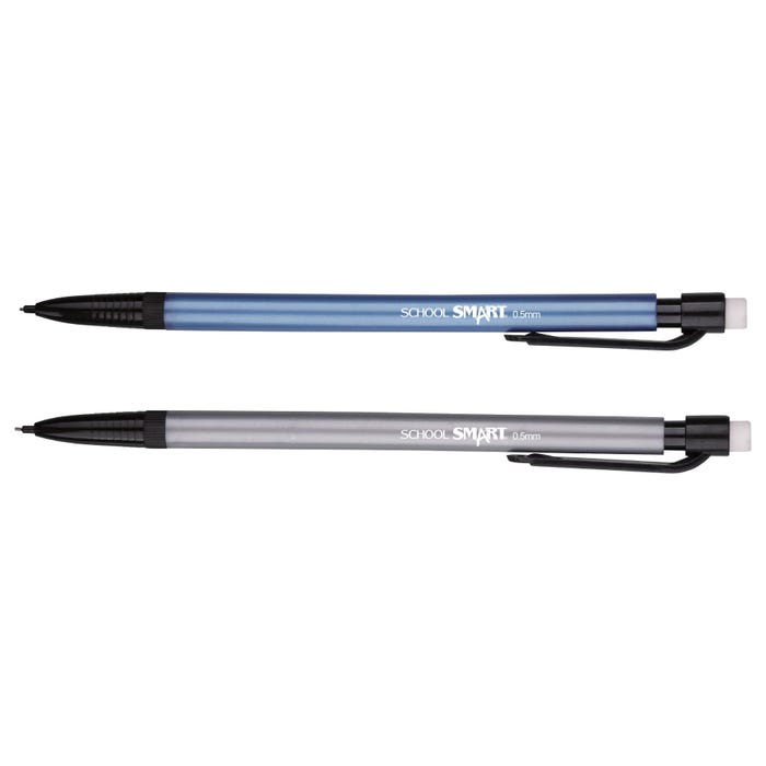 School Smart Mechanical Pencils with Eraser, 0.5 mm Tip, No 2 Lead, Assorted Colors, Pack of 12